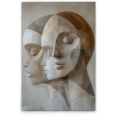 Leinwandbild Gesichter Formen Modern M1-No.52039 - Kunstdruck auf Leinwand in Beige Grau - Wandbild 30 x 45 cm