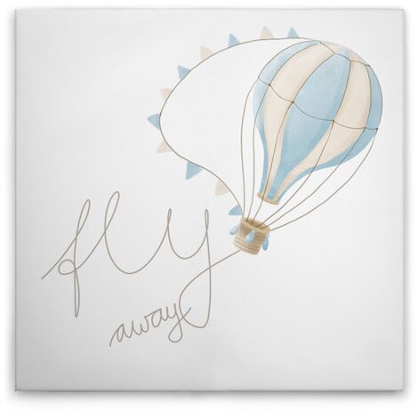 Leinwandbild Heißluftballon mit Wolken Blau Beige M1-No.50584 - Kunstdruck auf Leinwand in Beige Blau - Wandbild 40 x 40 cm