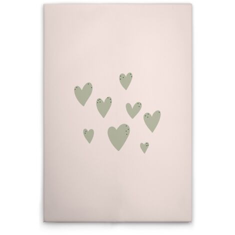 Leinwandbild Herz Kinderzimmer M1-No.51747 - Kunstdruck auf Leinwand in Beige Grün - Wandbild 80 x 120 cm