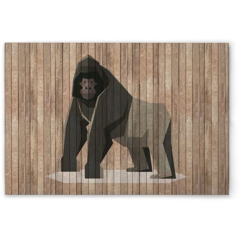 Leinwandbild Holzoptik Gorilla M1-No.50956 - Kunstdruck auf Leinwand in Braun Grau - Wandbild 45 x 30 cm