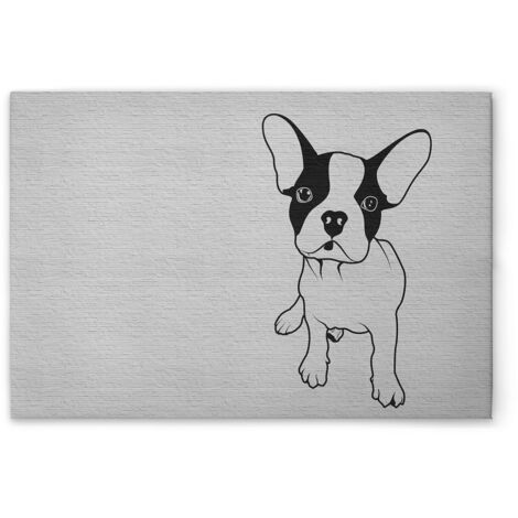 Leinwandbild Hund Steinwand M1-No.51025 - Kunstdruck auf Leinwand in Schwarz Weiß - Wandbild 120 x 80 cm