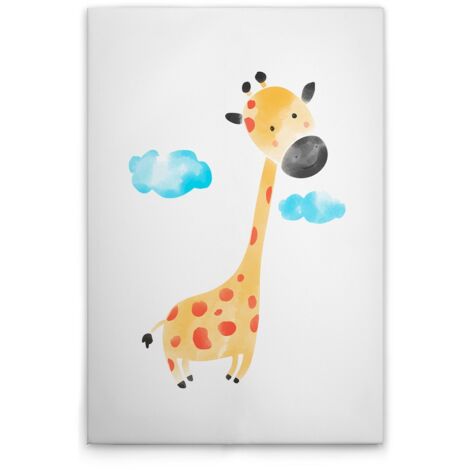 Leinwandbild Kinderzimmer Aquarell Giraffe M1-No.51423 - Kunstdruck auf Leinwand in Weiß Gelb - Wandbild 30 x 45 cm