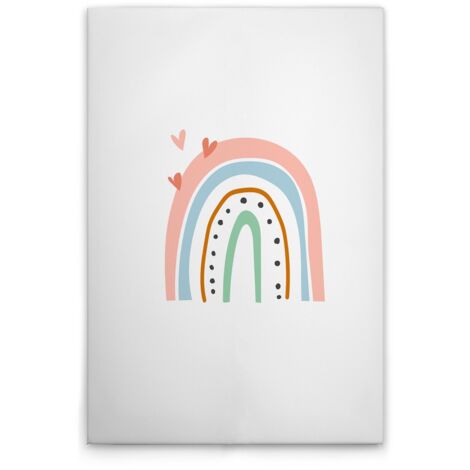 Leinwandbild Kinderzimmer Regenbogen M1-No.51483 - Kunstdruck auf Leinwand in Weiß Bunt - Wandbild 30 x 45 cm