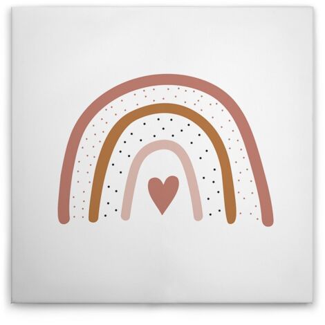 Leinwandbild Kinderzimmer Regenbogen Rosa M1-No.51612 - Kunstdruck auf Leinwand in Weiß Braun - Wandbild 50 x 50 cm