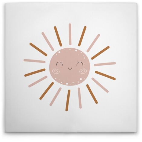 Leinwandbild Kinderzimmer Sonne Rosa M1-No.51606 - Kunstdruck auf Leinwand in Weiß Braun - Wandbild 30 x 30 cm