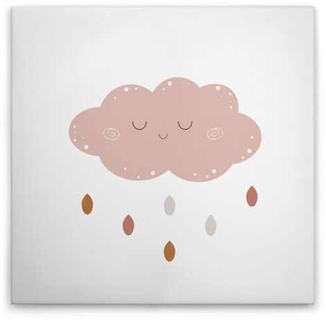 Leinwandbild Kinderzimmer Wolke Rosa M1-No.51614 - Kunstdruck auf Leinwand in Weiß Braun - Wandbild 30 x 30 cm