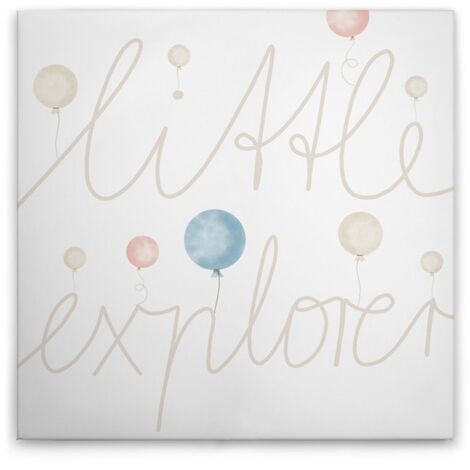 Leinwandbild "Little Explorer" Ballons Beige Blau Rosa M1-No.50574 - Kunstdruck auf Leinwand in Beige Blau - Wandbild 30 x 30 cm