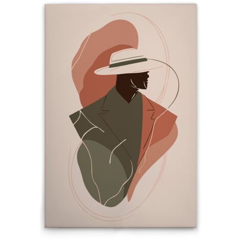 Leinwandbild Mann Abstrakt M1-No.51688 - Kunstdruck auf Leinwand in Beige Orange - Wandbild 30 x 45 cm