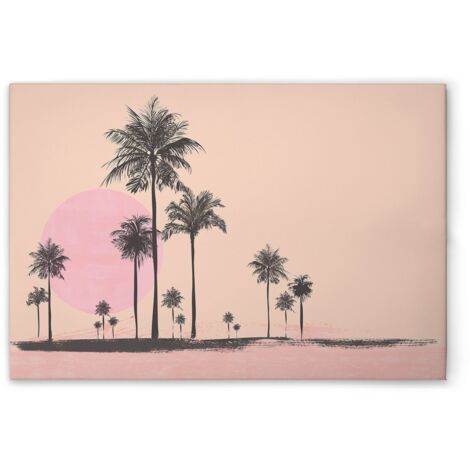 Leinwandbild Miami Strand Rosa Beige M1-No.51056 - Kunstdruck auf Leinwand in Orange Rosa - Wandbild 45 x 30 cm