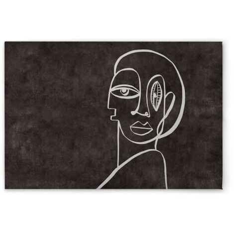 Leinwandbild Minimalistisch Oneliner M1-No.51323 - Kunstdruck auf Leinwand in Schwarz Weiß - Wandbild 75 x 50 cm