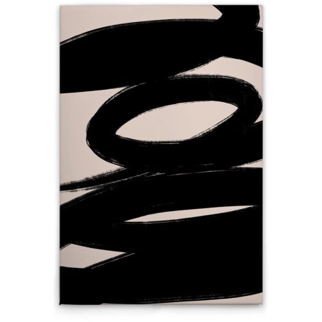 Leinwandbild Minimalistisch Schwarz Beige M1-No.51503 - Kunstdruck auf Leinwand in Creme Schwarz - Wandbild 30 x 45 cm