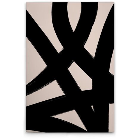 Leinwandbild Minimalistisch Schwarz Beige M1-No.51508 - Kunstdruck auf Leinwand in Creme Schwarz - Wandbild 30 x 45 cm
