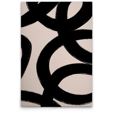 Leinwandbild Minimalistisch Schwarz Beige M1-No.51514 - Kunstdruck auf Leinwand in Creme Schwarz - Wandbild 40 x 60 cm