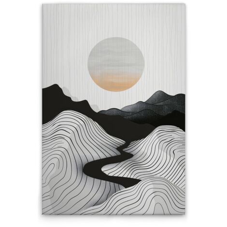 Leinwandbild Moderne Landschaften Schwarz Weiß M1-No.51812 - Kunstdruck auf Leinwand in Schwarz Grau - Wandbild 80 x 120 cm