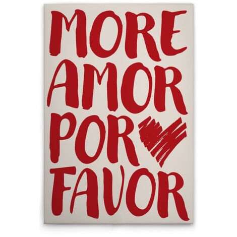 Leinwandbild "More Amor por Favor" M1-No.51917 - Kunstdruck auf Leinwand in Beige Rot - Wandbild 30 x 45 cm