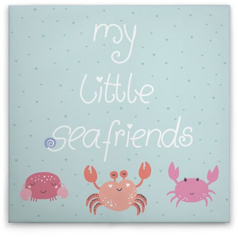 Leinwandbild "My little Seafriends" Unterwasserwelt M1-No.50588 - Kunstdruck auf Leinwand in Blau Grün - Wandbild 30 x 30 cm