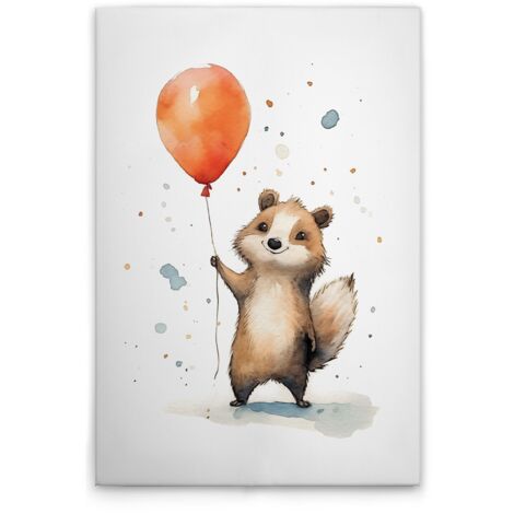Leinwandbild Niedlicher Waschbär Orange M1-No.52189 - Kunstdruck auf Leinwand in Weiß Braun - Wandbild 30 x 45 cm