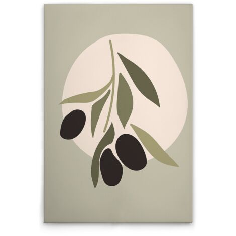 Leinwandbild Oliven Modern M1-No.51443 - Kunstdruck auf Leinwand in Grün Creme - Wandbild 30 x 45 cm