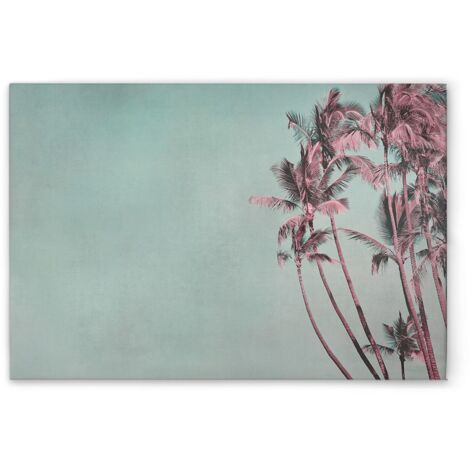 Leinwandbild Palmen Brise Blau Rosa M1-No.51061 - Kunstdruck auf Leinwand in Blau Rosa - Wandbild 45 x 30 cm