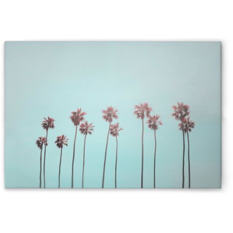 Leinwandbild Palmen Zart Blau Rosa M1-No.51066 - Kunstdruck auf Leinwand in Blau Rosa - Wandbild 45 x 30 cm