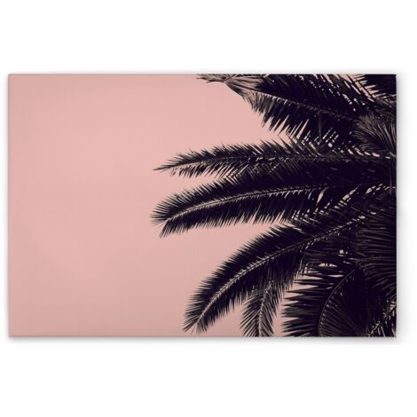 Leinwandbild Palmenblätter Rosa M1-No.51166 - Kunstdruck auf Leinwand in Rosa Schwarz - Wandbild 45 x 30 cm
