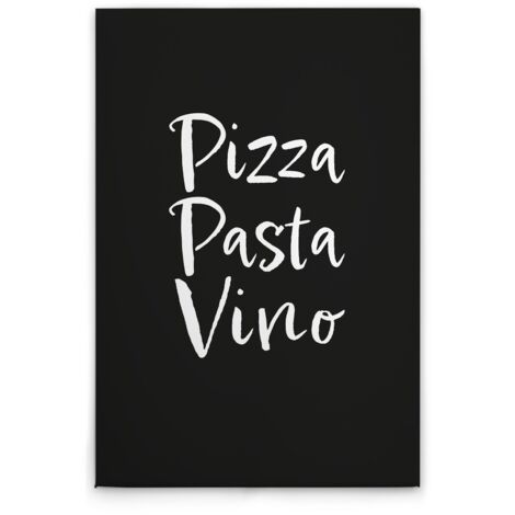 Leinwandbild "Pizza Pasta Vino" M1-No.52003 - Kunstdruck auf Leinwand in Weiß Schwarz - Wandbild 80 x 120 cm