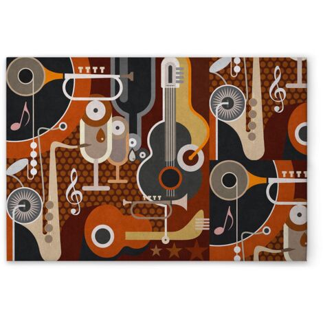 Leinwandbild Pop Art Abstrakt M1-No.50935 - Kunstdruck auf Leinwand in Braun Grau - Wandbild 120 x 80 cm