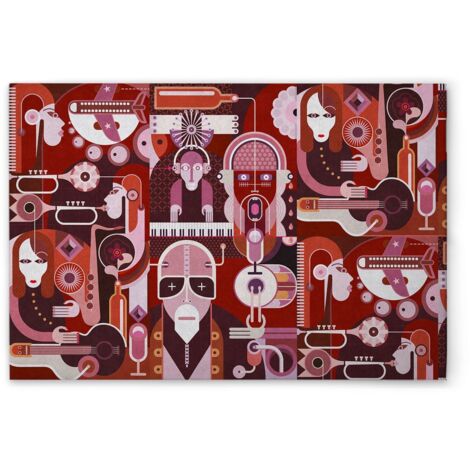 Leinwandbild Pop Art Abstrakt M1-No.50936 - Kunstdruck auf Leinwand in Rot Rosa - Wandbild 45 x 30 cm
