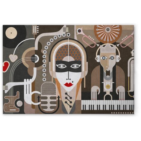 Leinwandbild Pop Art Abstrakt M1-No.50941 - Kunstdruck auf Leinwand in Braun Grau - Wandbild 45 x 30 cm