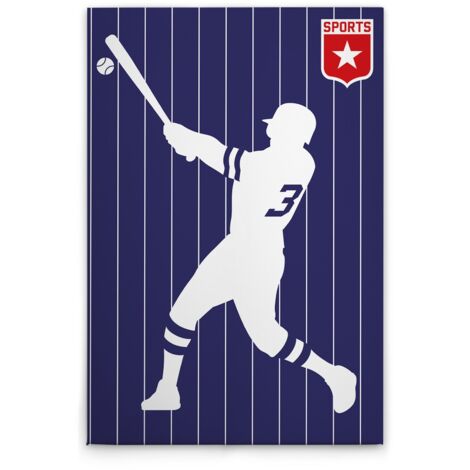Leinwandbild Retro Baseballspieler M1-No.50859 - Kunstdruck auf Leinwand in Blau Weiß - Wandbild 30 x 45 cm