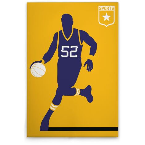 Leinwandbild Retro Basketballspieler M1-No.50854 - Kunstdruck auf Leinwand in Gelb Violett - Wandbild 30 x 45 cm