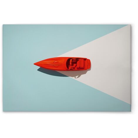 Leinwandbild Retro Boot M1-No.50884 - Kunstdruck auf Leinwand in Blau Rot - Wandbild 45 x 30 cm