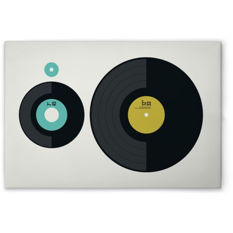 Leinwandbild Retro DJ Pult M1-No.51230 - Kunstdruck auf Leinwand in Schwarz Blau - Wandbild 120 x 80 cm
