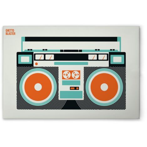 Leinwandbild Retro Ghettoblaster M1-No.51221 - Kunstdruck auf Leinwand in Creme Schwarz - Wandbild 45 x 30 cm