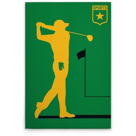 Leinwandbild Retro Golfspieler M1-No.50864 - Kunstdruck auf Leinwand in Grün Gelb - Wandbild 30 x 45 cm