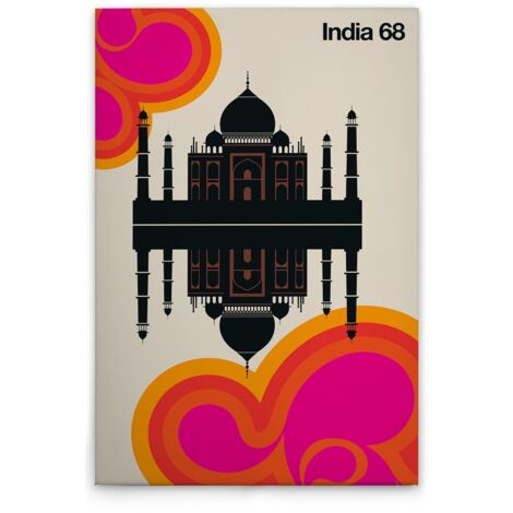 Leinwandbild Retro Indien M1-No.50814 - Kunstdruck auf Leinwand in Creme Schwarz - Wandbild 30 x 45 cm