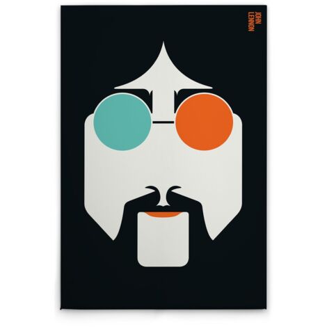 Leinwandbild Retro Lennon M1-No.50853 - Kunstdruck auf Leinwand in Schwarz Orange - Wandbild 80 x 120 cm