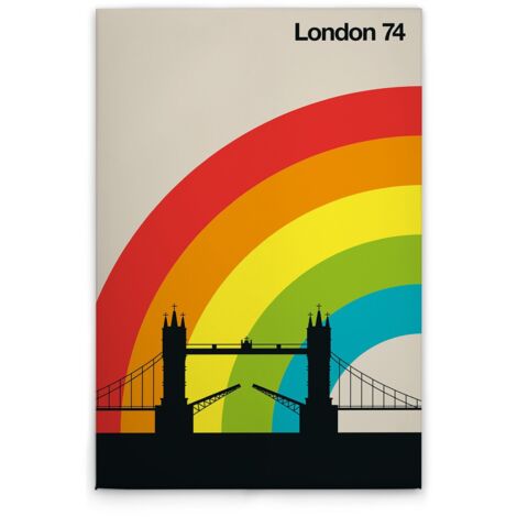 Leinwandbild Retro London M1-No.50824 - Kunstdruck auf Leinwand in Bunt Creme - Wandbild 30 x 45 cm