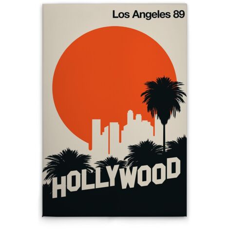 Leinwandbild Retro Los Angeles M1-No.50794 - Kunstdruck auf Leinwand in Creme Schwarz - Wandbild 30 x 45 cm