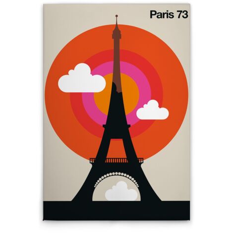 Leinwandbild Retro Paris M1-No.50799 - Kunstdruck auf Leinwand in Creme Schwarz - Wandbild 30 x 45 cm