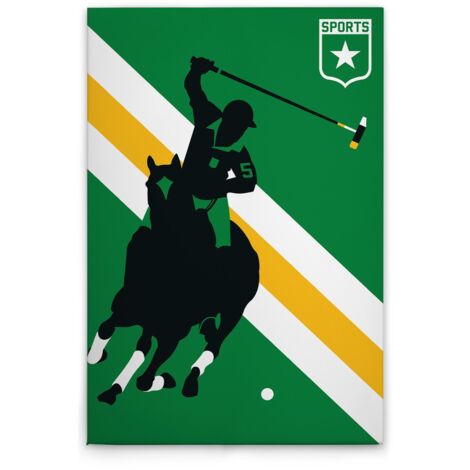 Leinwandbild Retro Polospieler M1-No.50869 - Kunstdruck auf Leinwand in Grün Gelb - Wandbild 30 x 45 cm