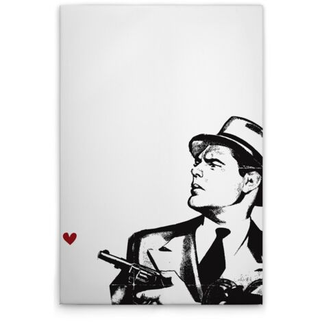 Leinwandbild Retro Pop-Up Herz M1-No.50747 - Kunstdruck auf Leinwand in Weiß Schwarz - Wandbild 30 x 45 cm