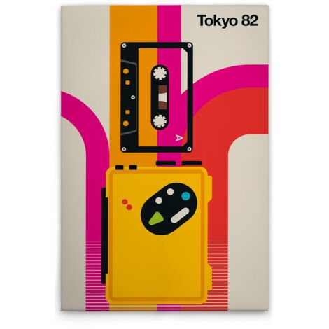 Leinwandbild Retro Tokyo M1-No.50844 - Kunstdruck auf Leinwand in Creme Rot - Wandbild 30 x 45 cm