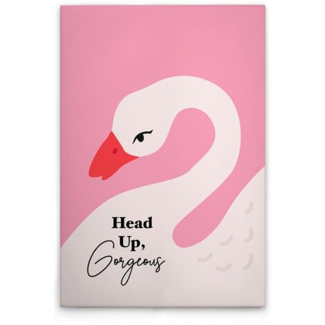 Leinwandbild Schwan "Head Up Gorgeous" M1-No.51698 - Kunstdruck auf Leinwand in Pink Weiß - Wandbild 30 x 45 cm