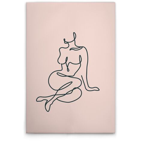 Leinwandbild Silhouetten Oneliner M1-No.51712 - Kunstdruck auf Leinwand in Creme Schwarz - Wandbild 80 x 120 cm