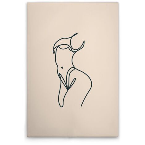 Leinwandbild Silhouetten Oneliner M1-No.51715 - Kunstdruck auf Leinwand in Creme Schwarz - Wandbild 50 x 75 cm