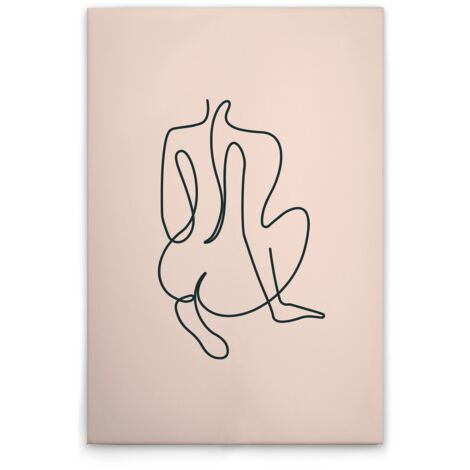 Leinwandbild Silhouetten Oneliner M1-No.51718 - Kunstdruck auf Leinwand in Creme Schwarz - Wandbild 30 x 45 cm