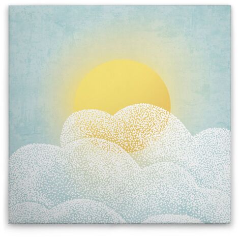 Leinwandbild Sonne & Wolken M1-No.50592 - Kunstdruck auf Leinwand in Blau Gelb - Wandbild 30 x 30 cm