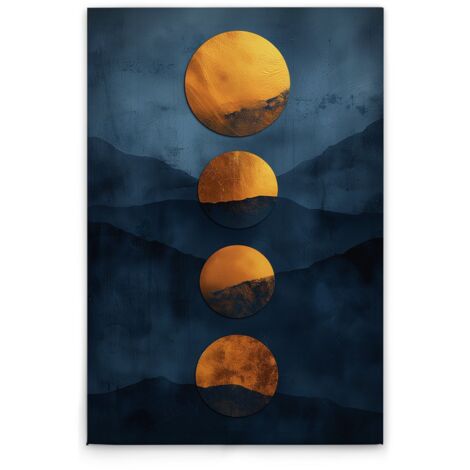 Leinwandbild Sonnenlandschaft M1-No.52159 - Kunstdruck auf Leinwand in Blau Gold - Wandbild 30 x 45 cm