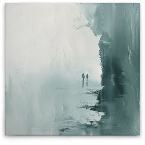Leinwandbild Strandmotiv Abstrakt M1-No.52275 - Kunstdruck auf Leinwand in Blau Grau - Wandbild 40 x 40 cm